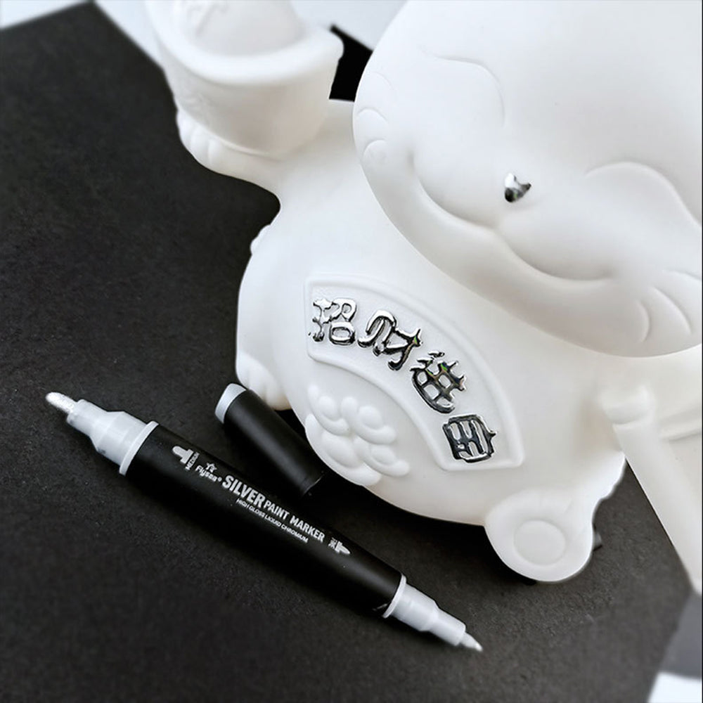 FLYSEA FS-747 Silver Marker Pen 3.0mm 0.7mm Dual Tips Paint Pen for Glass Pebble Plastic FLYSEA FS-747 Silver Marker Pen 3.0mm 0.7mm Dual Tips Paint Pen for Glass Pebble Plastic